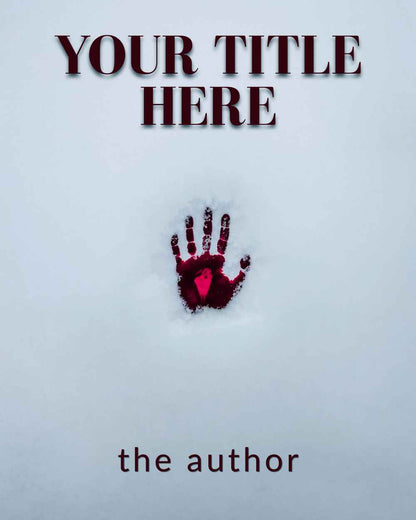 Single hand of dark blood on pristine white snow for psychological thriller cover. Noir ilustration. Noir novel.