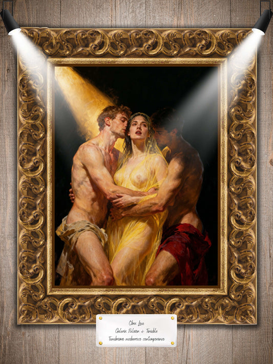 Pintura digital neobarroca Love con claroscuro y erotismo